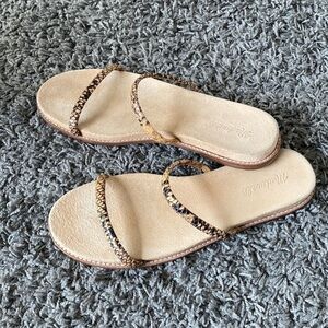 Madewell Womens Bare Peach Snake Print Open Toe Slip On Slide Sandal 9.5